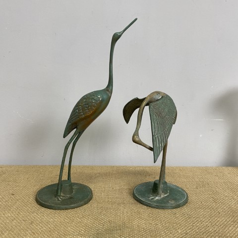 Pair of Vintage Brass Cranes