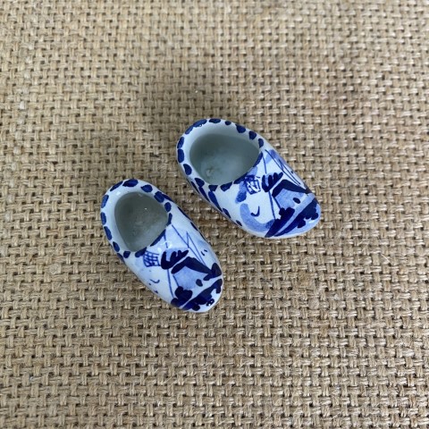 Vintage Delft Style Miniature Clogs