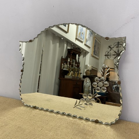 Vintage Etched Art Deco Mirror