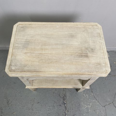 White-Washed Coastal Side Table with heart cutout