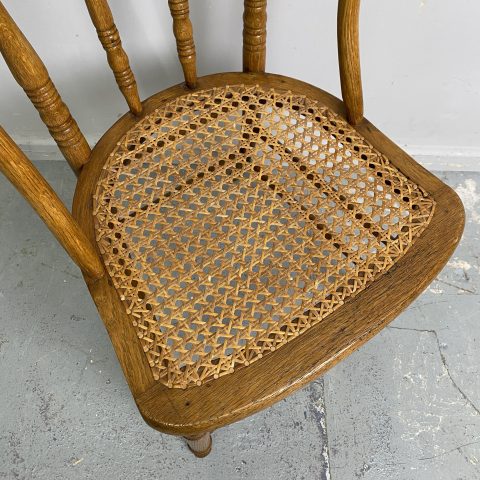 Vintage Oak & Rattan French Country Chair