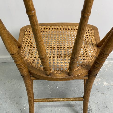 Vintage Oak & Rattan French Country Chair