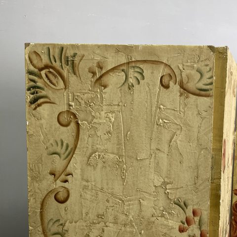 Vintage Italian Stucco Style 4 Panel Hand-Painted Room Divider with image of urn with florals