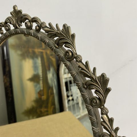 Vintage Ornate Brass Vanity Mirror