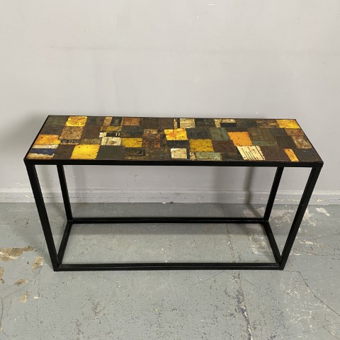 Industrial Side Table with Metal Top