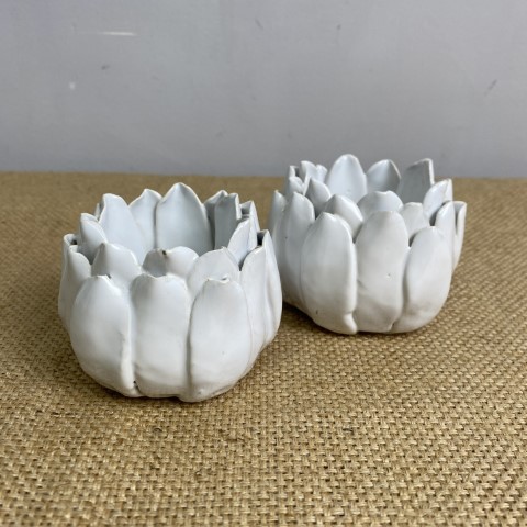 Pair of Ceramic Flower Bud Tealight Holders