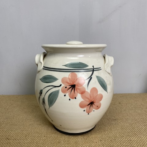 Yarra Glen Vintage Australian Pottery Lidded Cannister or Crock - flower gum design