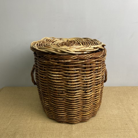 Vintage Cane Basket with Lid #36