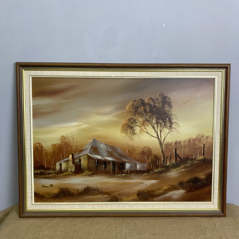 Vintage Oil Painting - Outback Cottage