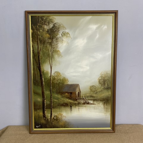 Vintage Oil Painting - Boathouse