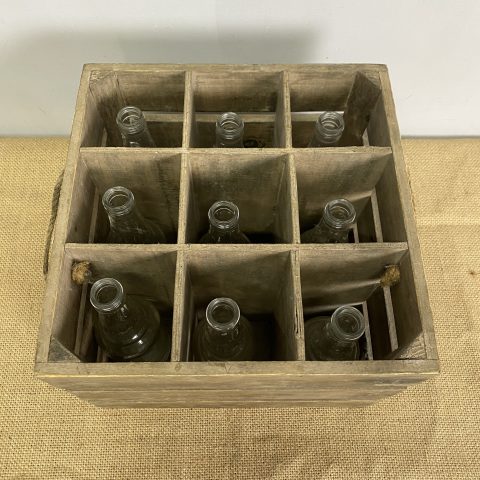 Rustic Bottle Crate with 9 Bottles