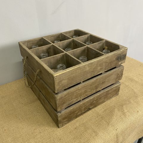 Rustic Bottle Crate with 9 Bottles