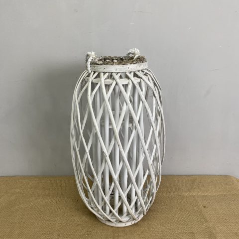 Rustic White Cane Lantern