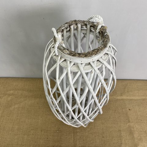 Rustic White Cane Lantern