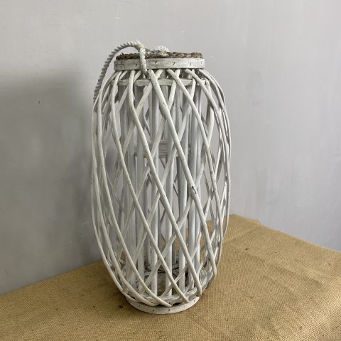 Rustic White Cane Lantern