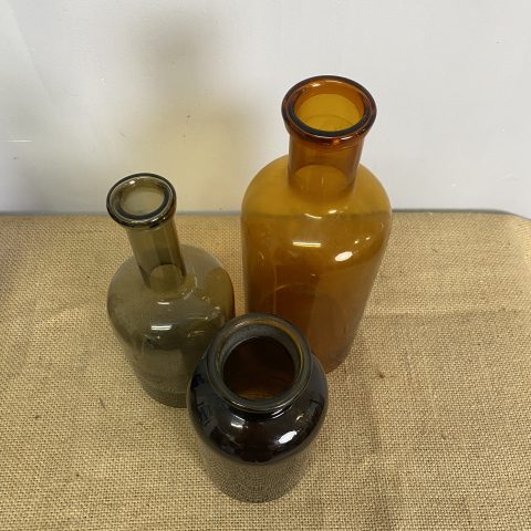 Set of 3 Vintage Style Glass Bottles