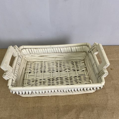 Vintage White Cane Basket