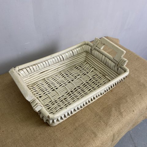 Vintage White Cane Basket