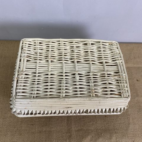 Vintage White Cane Basket