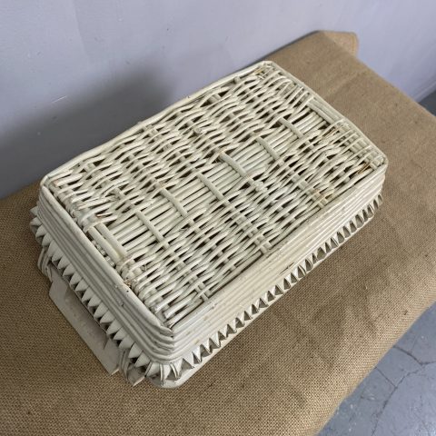 Vintage White Cane Basket