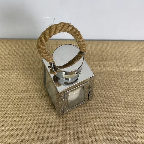 Silver Lantern with Rope Handle