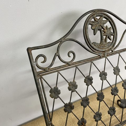 Rustic Wrought Metal Magazine Rack with Palm Tree Motif