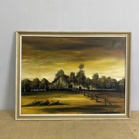 Vintage Oil Painting - Outback Sheds