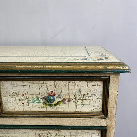 Vintage Floral Hand-Painted Chest of Drawers (white with flroral motifs)