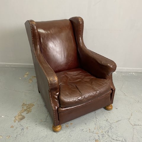 Vintage Leather Studded Armchair