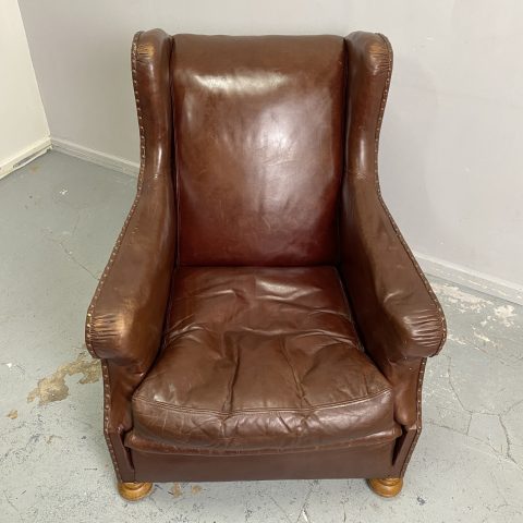 Vintage Leather Studded Armchair