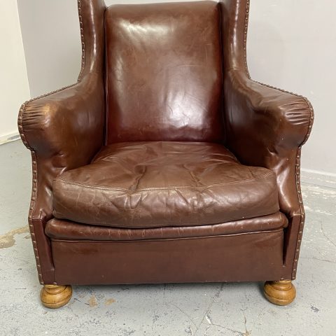 Vintage Leather Studded Armchair