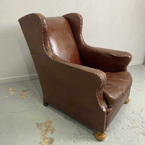 Vintage Leather Studded Armchair