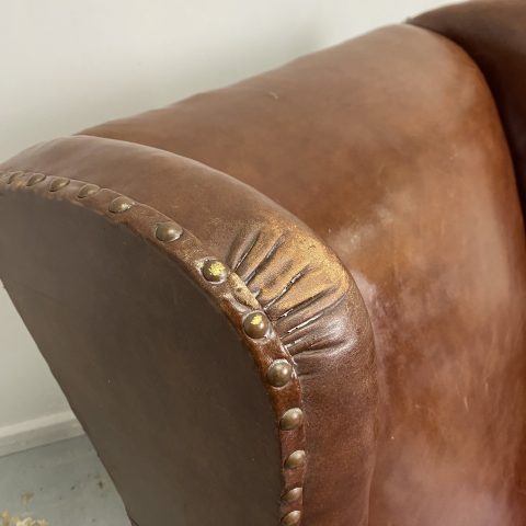 Vintage Leather Studded Armchair