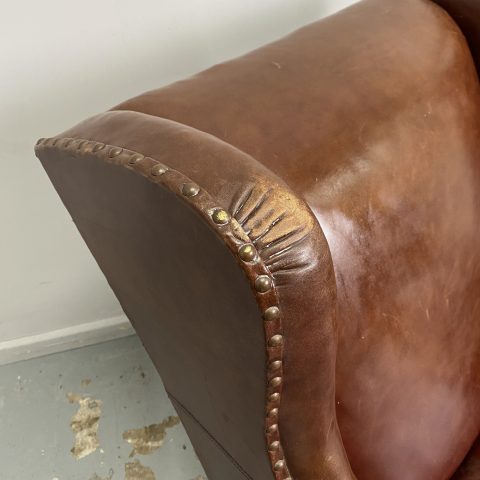 Vintage Leather Studded Armchair