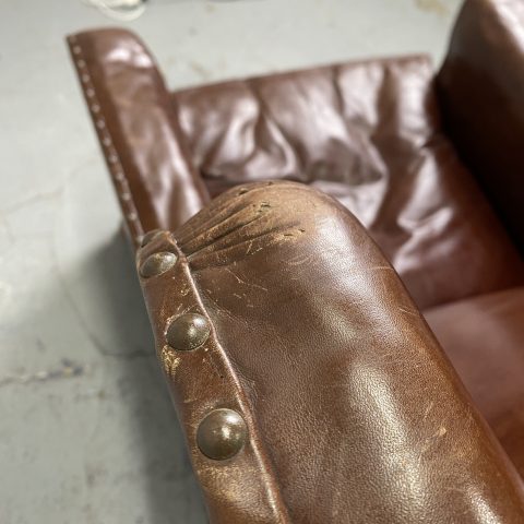 Vintage Leather Studded Armchair