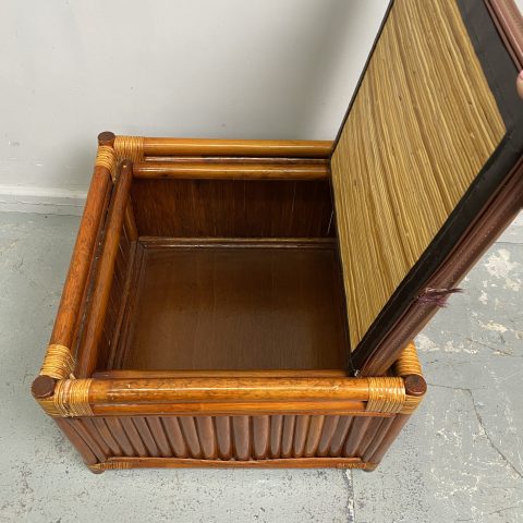 Vintage Cane & Leather Storage Footstool