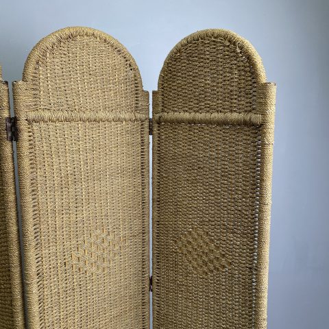 Vintage Seagrass Screen Divider - 3 arched panels