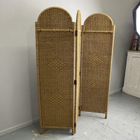 Vintage Seagrass Screen Divider - 3 arched panels