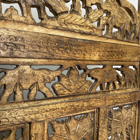 Vintage 'Elephants' Timber Screen Divider - 5 panel with cut out design