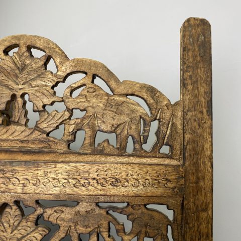 Vintage 'Elephants' Timber Screen Divider - 5 panel with cut out design