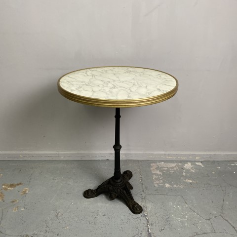 Vintage Faux Marble Bistro Table on Cast Iron Base