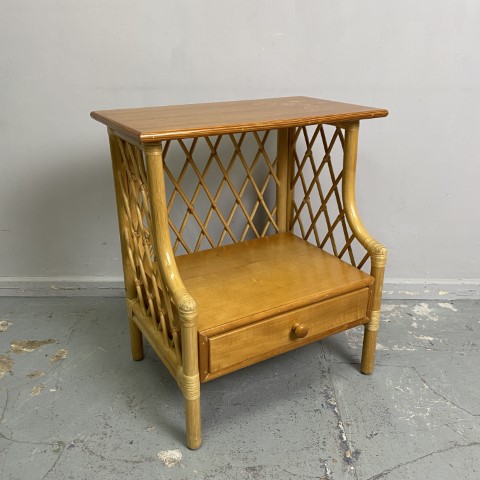 Vintage Cane Bedside Table