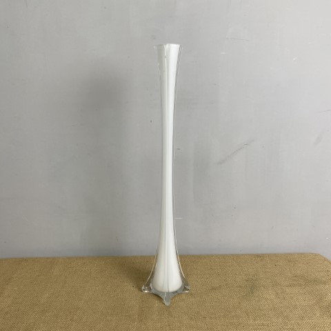 Tall Vintage White Art Glass Vase