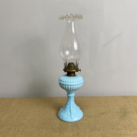 Antique Blue Milk Glass Kerosene Lantern