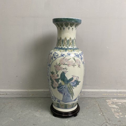 Large Asian Floor Vase on Stand