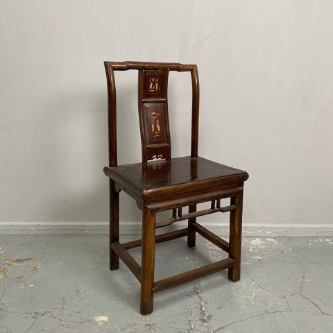 Antique Asian Timber Chair with Inlay on backrest