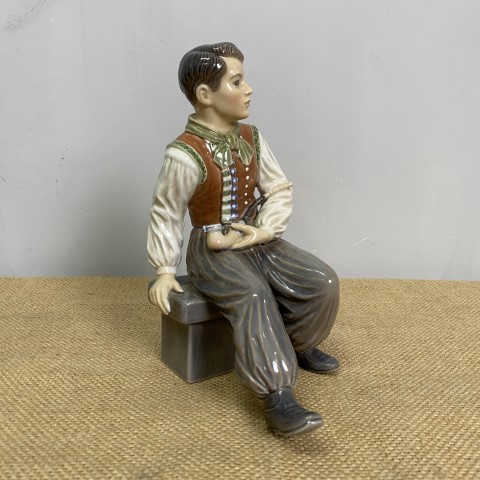 Vintage DJ Copenhagen Figurine - Amager Boy Sitting with Pipe (#1300)