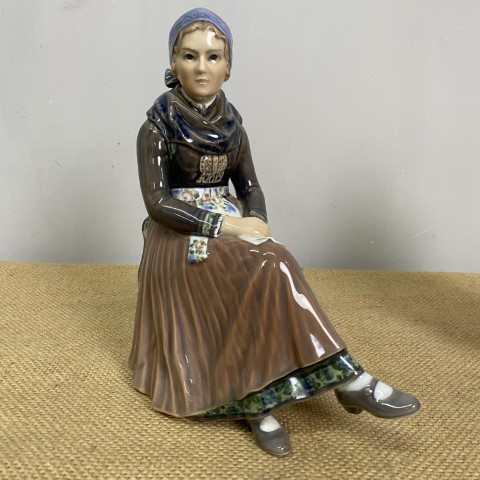 Vintage DJ Copenhagen Figurine - Amager Girl Seated (#1110)