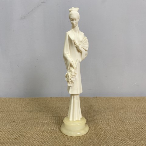 Vintage A. Gianelli Alabaster Figurine (asian woman in traditional dress with flowers)