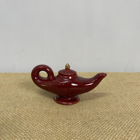 Vintage Decorative Danish Ceramic Aladdin's Lamp - burgundy